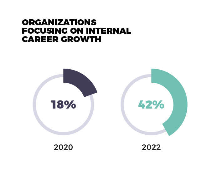 Pie chart of organizations focusing on internal career growth